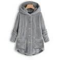 thumbnail image 1 of Summer Saving Clearance AXXD Womens Coats Winter Plus Size Hood Button Plush Tops Loose Cardigan Wool Jacket For Lady Gray Size M(US:10), 1 of 4