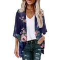 thumbnail image 1 of Summer Saving Clearance AXXD Womens Cover Ups for Swimwear Kimono Cover up Summer Floral Print Puff Sleeve Loose Trendy Tops, 1 of 4
