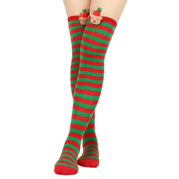 Summer Saving Clearance AXXD Womens Crew Socks,Christmas Long Tube Knee Striped Garter Cute Accessories Christmas Party Socks