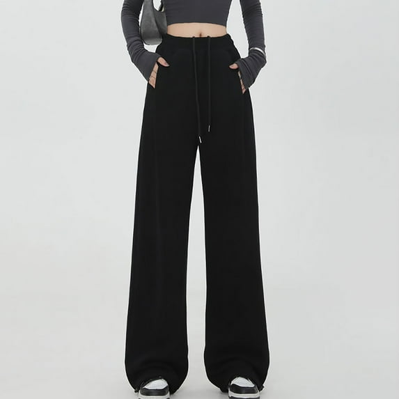 Summer Saving Clearance AXXD Womens Plus Cargo Pants Black Fall Wide Leg Solid Color Loose Casual Straight Tube Large Size Long Pants Valentine's Day