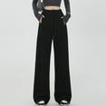 thumbnail image 1 of Summer Saving Clearance AXXD Womens Work Pants Black Summer Wide Leg Solid Color Loose Casual Straight Tube Large Size Long Pants Mother's Day, 1 of 7
