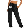 thumbnail image 1 of Summer Saving Clearance AXXD Womens Work Pants Black Summer Workout Loose Casual Sports Solid Color Valentine's Day Love Printed Long Mother's Day, 1 of 2