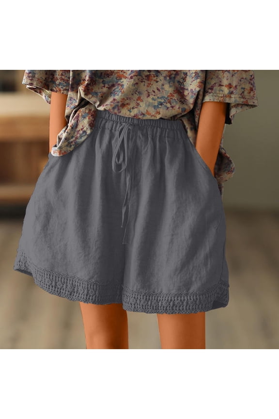 Summer Saving Clearance AXXD Womens Workout Shorts Pocket Linen Shorts For Women Summer High Waisted Linen Short Wide Leg Shorts With Pockets Spring Gift Ideas For Moms