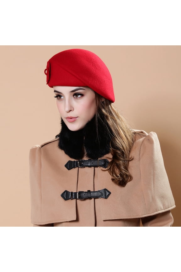 Summer Saving Clearance AXXD Wool Elegant Women Beret Beanie Warm Pillbox Hat Tam Cap