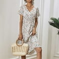 thumbnail image 1 of Summer Saving Clearance AXXD santa dress for women,Summer Casual Short Sleeve V-Neck Floral Dresses Slim Dress little black dress lace dress for women, 1 of 8