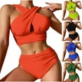 thumbnail image 1 of Ashirexll Bikini Sets for Women Bikini Swimsuits Women's Sling Tie Backless Trikini Bikini Set Summer Beach Solid Color Two Piece Swimsuit, 1 of 5