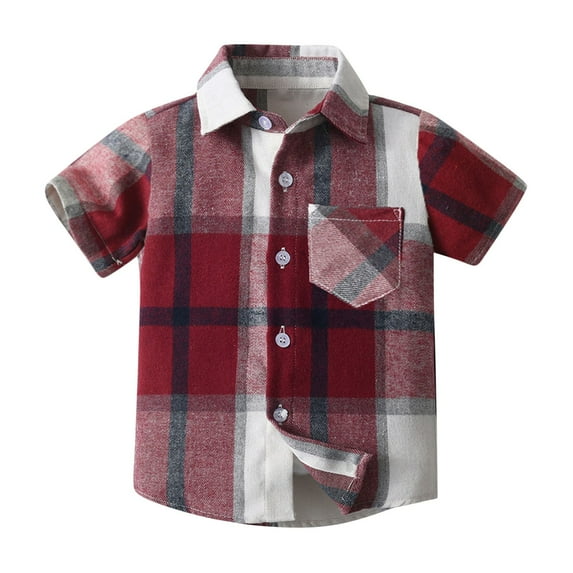 Ashirexll Boys Tshirts, Boys Shirts, Fashion Boys' Casual Button Short Sleeve Checkered T-shirt