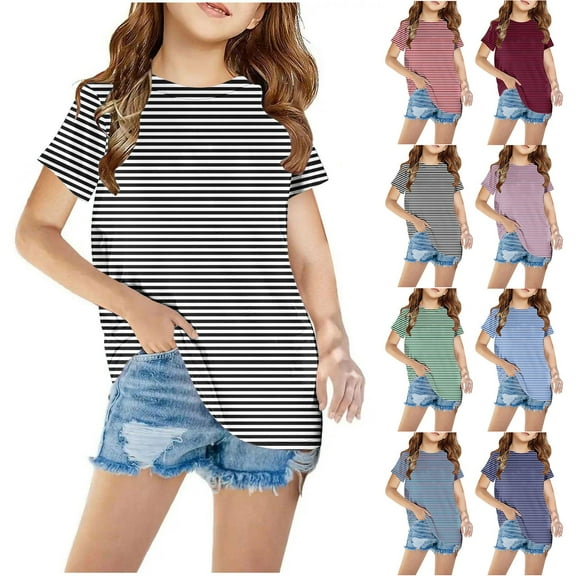 Ashirexll Girls Shirts, Girls T Shirts, Shirts for Kids Short Sleeve Graphic T-Shirt Round Neck Crop Top for 3-14 Years Girls and Boy T-Shirt Tee