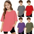 thumbnail image 1 of Ashirexll Girls Shirts, Shirts for Girlss, Toddler Kids Boys Girls Fashion Cute Solid Color Loose Soft Short Sleeve Top, 1 of 7