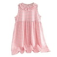 thumbnail image 1 of Ashirexll Girls Summer Dresses, Toddler Girl Dress, Summer Toddler Girls Sleeveless Flowy Dress Plaid Printed Round Neck Dress, 1 of 7