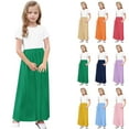 thumbnail image 1 of Ashirexll Summer Dresses for Teens, Girls Summer Dress, 4-14 Years Kids Pockets Casual Elastic Waist Short Sleeve Round Neck A-Line Long Dresses, 1 of 7