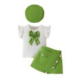 thumbnail image 1 of Ashirexll Toddler Outfits for Girls, Kids Clothes Girls, 6 Months-3 Years Toddler Girls Fashion Cute Sleeveless Bowknot Top with Hat and A-Line Short Skirts Three Piece Set, 1 of 7