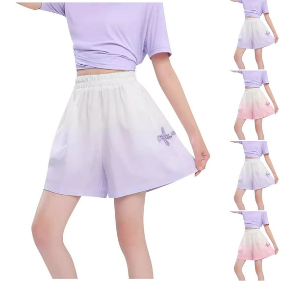 Ashirexll Kids Shorts,Girls Shorts, Children's Elastic Waist Gradient Shorts Sports Pants Mid Size Children's Summer Casual and Comfortable Pants