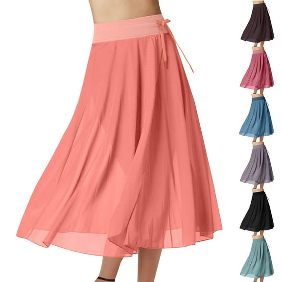 Summer Saving! Ashirexll Long Skirts for Women, Summer Skirts for Women, Women's Summer Solid Color A-line Long Skirt Fashion and Casual Pleated Flowy Skirt