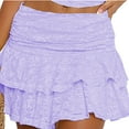 thumbnail image 1 of Summer Saving! Ashirexll Mini Skirts for Women Summer Skirts Women's Solid Color Tiered Lace Mini Skirt Young Ladies Pleated Skirt, 1 of 3