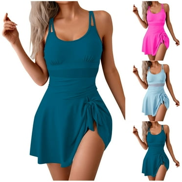 Summer Saving! Ashirexll One Piece Swimsuit Women, Bathing Suit for Women, Summer Fashion Women's Sling Round Neck Bikini Swimsuit Casual Skirt Style One-Piece Swimsuit
