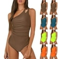 thumbnail image 1 of Ashirexll One Piece Swimsuit Women, Womens Bikini Swimsuits, Summer Women's Sling Round Neck Tummy Control Bikini Swimsuit Casual Mesh Solid Color One-Piece Bathing Suit, 1 of 2