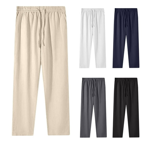 Ashirexll Pants for Women, Womens Casual Pants, Women's Summer Casual Elastic Waist Drawstring Long Pants Comfortable Straight Casual Pants