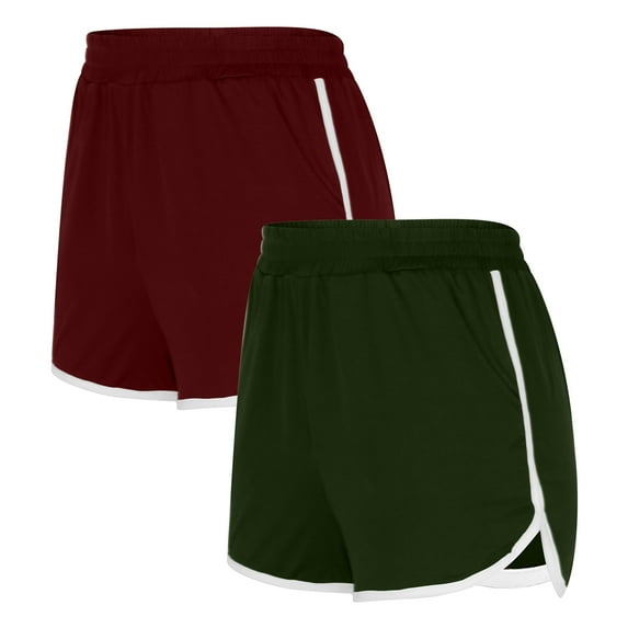 Summer Saving! Ashirexll Running Shorts for Women, Womens Gym Shorts, 2PC Solid Color Shorts for Women Casual Loose Comfy Elastic Waist Yoga Athletic Short Trendy Beach Shorts with Pockets