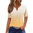 thumbnail image 1 of Ashirexll Shirts for Women, Womens Short Sleeve Tops, Casual Gradient Short Sleeve V-Neck Top Blouse, 1 of 5