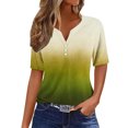 thumbnail image 1 of Summer Saving! Ashirexll Shirts for Women, Womens Short Sleeve Tops, Women's Casual Gradient Short Sleeve V-Neck Top Blouse, 1 of 1