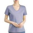 thumbnail image 1 of Ashirexll Short Sleeve Shirts for Women, Womens Tops Dressy Casual, Fashion Women's Casual Solid Color Knit Short Sleeve V-Neck Blouses Shirts, 1 of 4