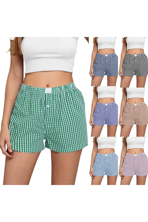 High Waisted Shorts Women, Shorts for Women, Ladies' Summer Casual and Comfortable High Waist Loose Wide Leg Retro Checkered Shorts