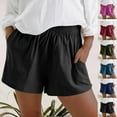 thumbnail image 1 of Ashirexll Summer Shorts for Women, Shorts for Women Trendy, Solid Color Casual Pocket Lace-Up Quarter Pants, 1 of 7