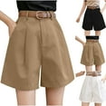thumbnail image 1 of Ashirexll Summer Shorts for Women, Shorts for Women Trendy, Solid Color Workwear Wide Leg Pants Casual Double Pocket Shorts, 1 of 6