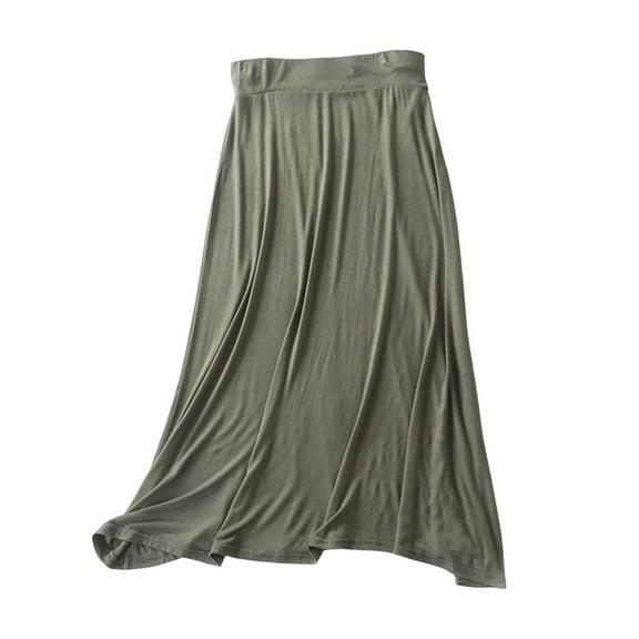 Summer Saving! Ashirexll Skirts for Women Midi Length, Skirts for Women Trendy, Womens Summer Loose Elastic Waist Midi Skirt Casual Straight Flowy Mid-Length Skirt