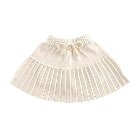 Summer Saving! Ashirexll Summer Skirts, Midi Skirt, Girl's Solid Color Knitted Pleated Skirt Flounce Retro Skirt