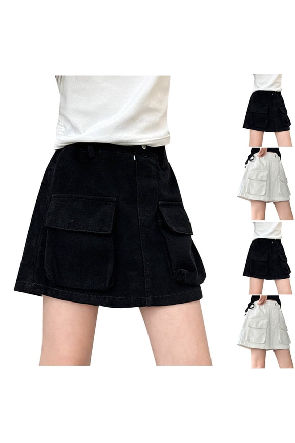 Summer Saving! Ashirexll Summer Skirts, Midi Skirt, High Waisted Double Pocket Denim Shorts for Children Half Skirt for Children