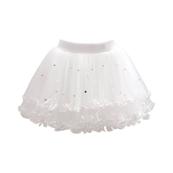 Summer Saving! Ashirexll Summer Skirts, Midi Skirt, Toddler Girls Party Costume Splice Solid Color Net Yarn Crimping Pearl Sequins Skirt