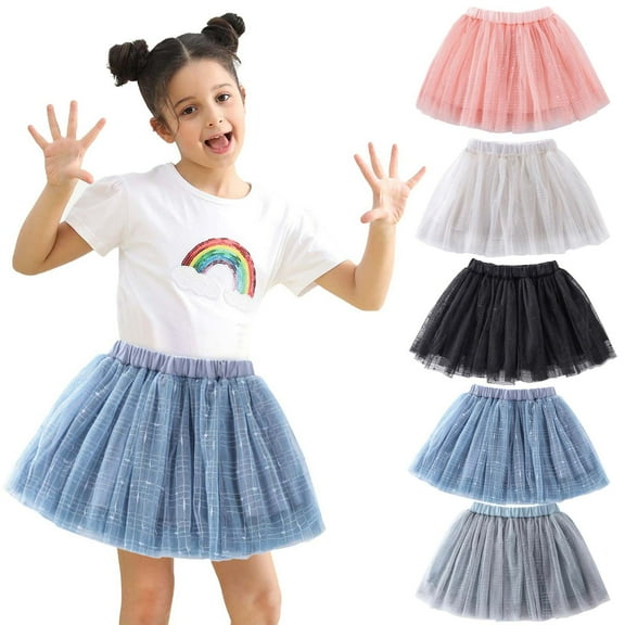 Summer Saving! Ashirexll Summer Skirts, Midi Skirt, Toddler Girls Party Solid Color Embroidery Net Yarn Princess Dress Skirt