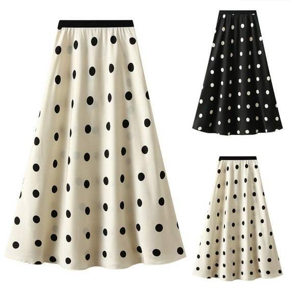 Summer Saving! Ashirexll Summer Skirts for Women, Skirts for Women Trendy, Fashion Women's Polka Dots Pleated Skirt Plus Size Summer Casual Skirts for Women Midi Length