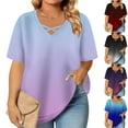 thumbnail image 1 of Ashirexll T Shirts for Women, Womens Summer Tops, Fashion Summer Printed Plus Size Short Sleeve V-Neck Blouses, 1 of 6