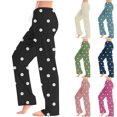 thumbnail image 1 of Ashirexll Women's Pants, Casual Pants for Women, Fashion Polka Dots Printed Long Pants Summer Mid Waist Drawstring Casual Pants with Pockets, 1 of 5