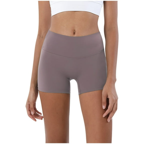 Ashirexll Women's Shorts, High Waisted Shorts Women, Solid Color Elastic High Waist Lift The Hip Yoga Shorts Slim Pants