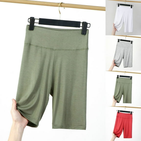 Ashirexll Women's Shorts, High Waisted Shorts Women, Casual Fashion Solid Color High Waist Leggings Thin Shorts Three-quarter Pants Home Pants