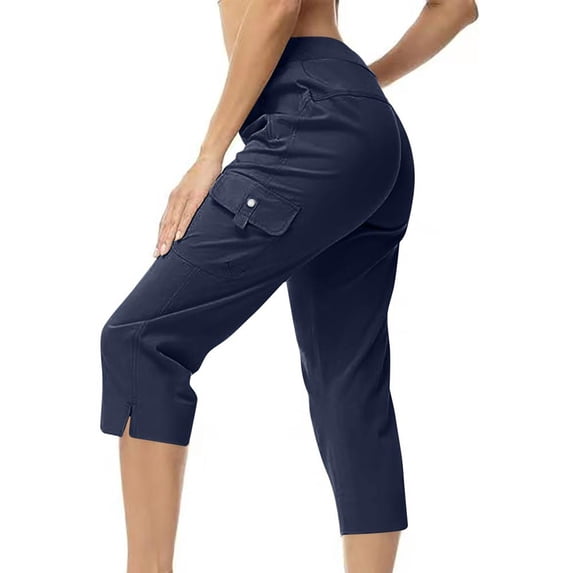 Ashirexll Women's Shorts, High Waisted Shorts Women, Fashion Casual Solid Color High Waist Cargo Pants Loose Wide Leg Pocket Drying Trousers