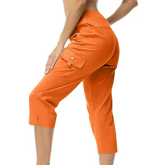 Ashirexll Women's Shorts, High Waisted Shorts Women, Fashion Casual Solid Color High Waist Cargo Pants Loose Wide Leg Pocket Drying Trousers