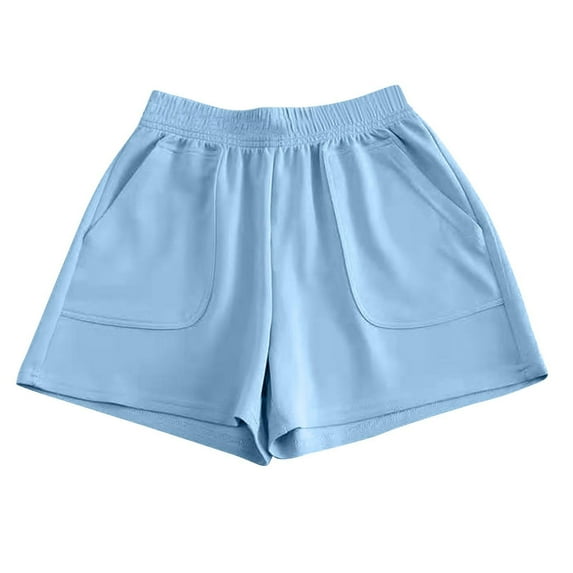 Summer Saving! Ashirexll Women's Shorts, High Waisted Shorts Women, Women's Solid Color High Waist Loose Wide Leg Pants Solid Color Casual Shorts