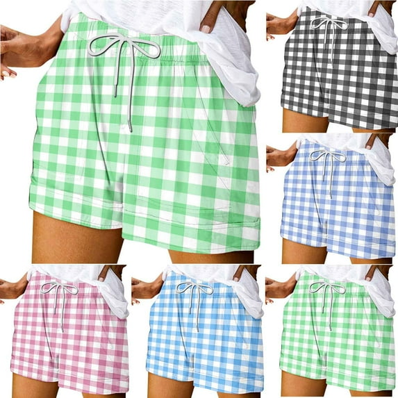 Ashirexll Women's Shorts, Summer Shorts for Women, Plus Size Comfy Drawstring Casual Elastic Waist Pocket Loose Shorts Pants