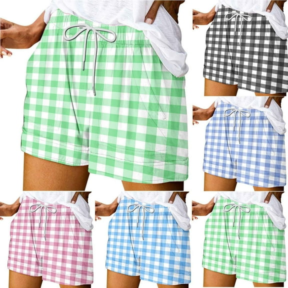 Ashirexll Women's Shorts, Summer Shorts for Women, Plus Size Comfortable Drawstring Casual Elastic Waist Pocket Loose Trousers