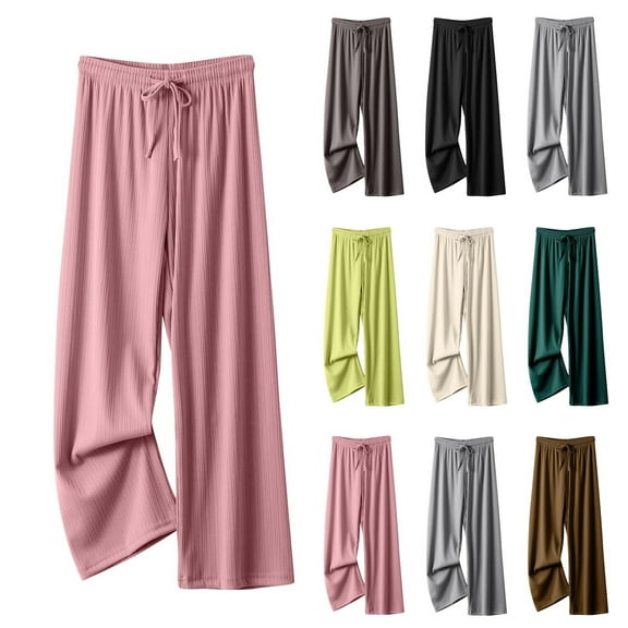 Ashirexll Sweatpants, Wide Leg Pants Woman, Summer Solid Color Comfort Sweatpants Wide Leg Sport Pants for Running