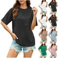 thumbnail image 1 of Ashirexll Women's T-shirts, Short Sleeve Tops for Women, Fashion Women's Casual Short Sleeve Round Neck Top Blouse T-shirt with Pocket, 1 of 7