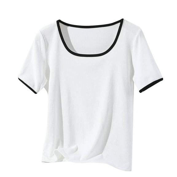 Ashirexll T-shirts, Short Sleeve Tops for Women, Casual and Fashion Solid Color Short Sleeve Round Neck Top