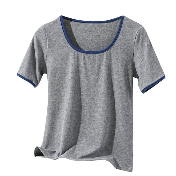 Summer Saving! Ashirexll Women's T-shirts, Short Sleeve Tops for Women, Women's Casual and Fashion Solid Color Short Sleeve Round Neck Top