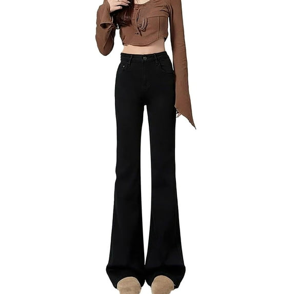 Ashirexll Womens Jeans, Wide Leg Jeans Woman, Womens Casual Straight Leg and Wide Leg Denim Pants Elastic Waist Summer Long Jeans