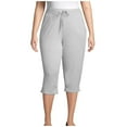 thumbnail image 1 of Capris for Women Womens Plus Size Capris Casual Solid Drawstring Elastic Waist Capri Pants Summer Breathable Loose Wide Leg Cropped Trousers with Pocket, 1 of 6
